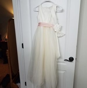 David's Bridal flower girl dress with 2 sashes
